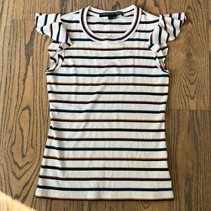 Veronica Beard ribbed flutter sleeve top. XS
